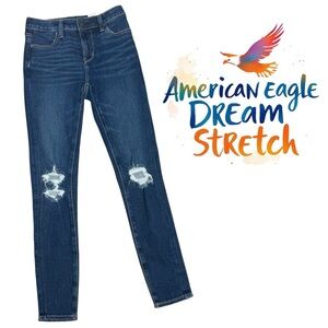 American Eagle The Dream Jean Super High Rise Distressed Stretch Jegging Size 0